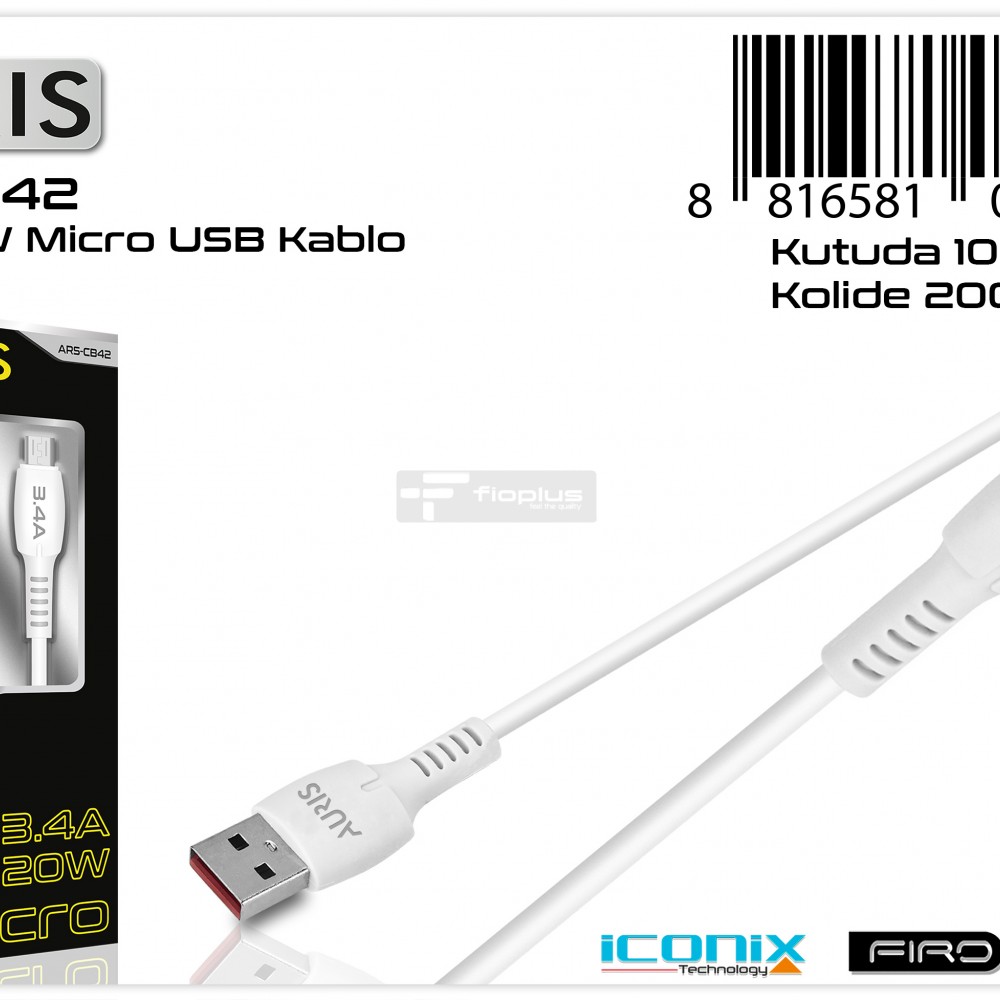 Auris Cb-42 20w 3.4A Mikro Kablo Auris Cb-42 20w 3.4A Mikro Kablo