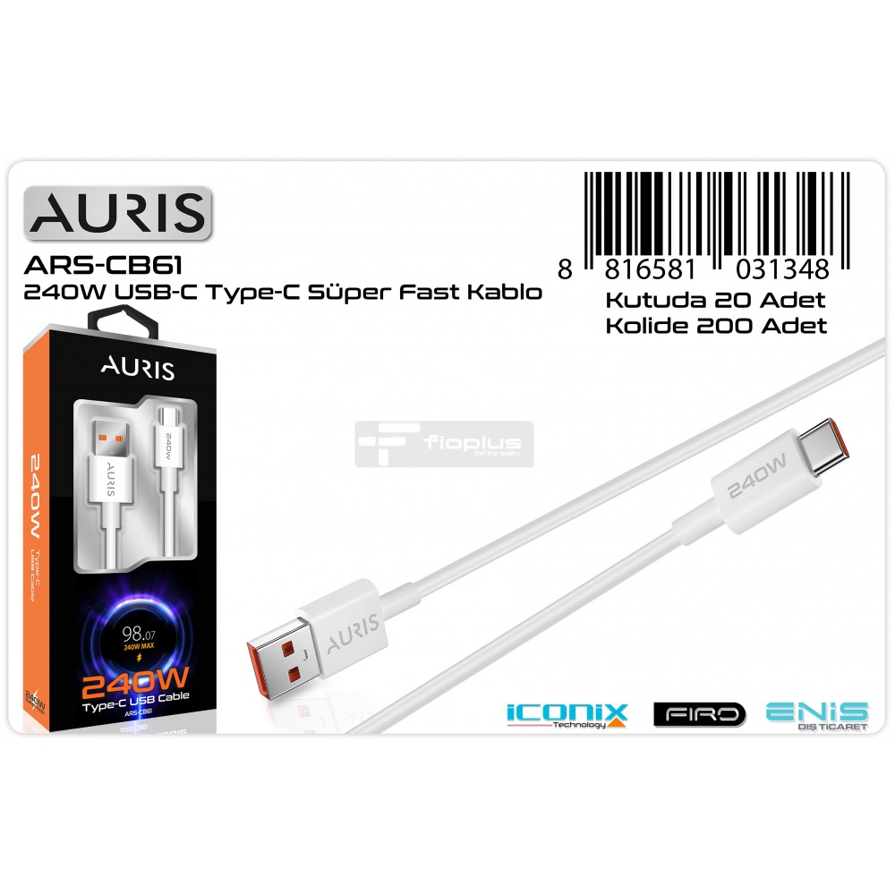 Auris Cb-61 240W Tüm Cihazlarda Saniye Destekli Kablo 