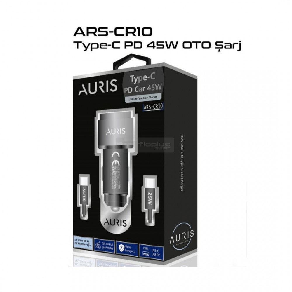 AURİS CR10 45W TYPE-C TO TYPE-C SANİYELİ HIZLI OTO ŞARJ SETİ