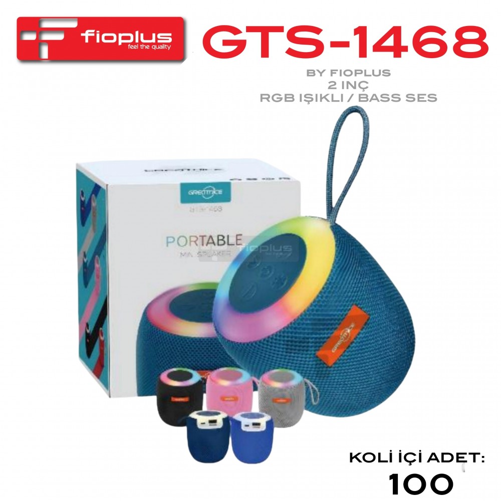 Fioplus GTS-1468 RGB Işıklı Taşınabilir Kablosuz Bluetooth Hoparlör - Mini Bass Speaker Fioplus GTS-1468 RGB Işıklı Taşınabilir Kablosuz Bluetooth Hoparlör - Mini Bass Speaker