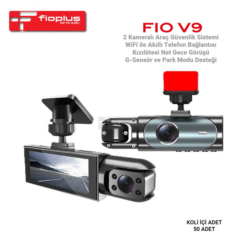 Fioplus FIO V9 2 Kameralı Akıllı Araç Güvenlik Sistemi - WiFi Telefon Bağlantılı, Kızılötesi Gece Görüşlü ve G-Sensör Destekli Yol Kayıt Kamerası Fioplus FIO V9 2 Kameralı Akıllı Araç Güvenlik Sistemi - WiFi Telefon Bağlantılı, Kızılötesi Gece Görüşlü ve G-Sensör Destekli Yol Kayıt Kamerası