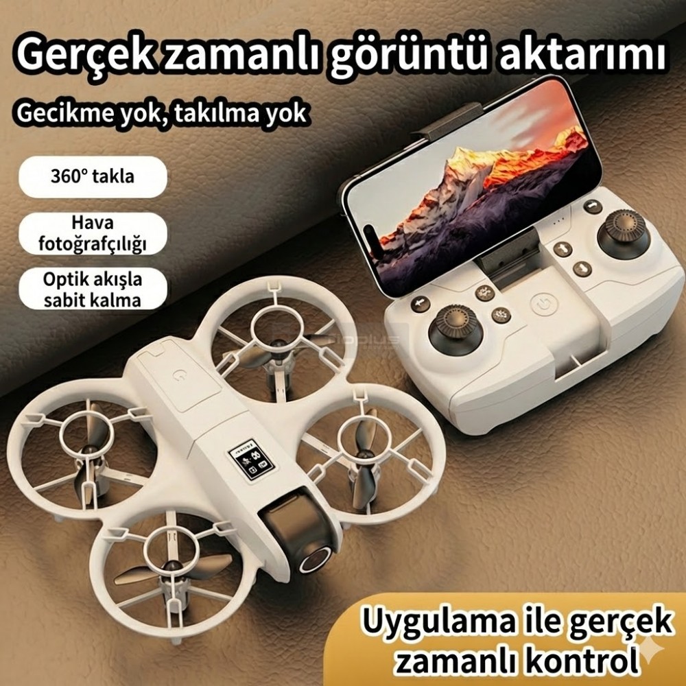 Fioplus FIO R11 Kompakt Hava Fotoğrafçılığı Drone'u Fioplus FIO R11 Beyaz Mini Drone ve Akıllı Telefon Entegreli Kumandası