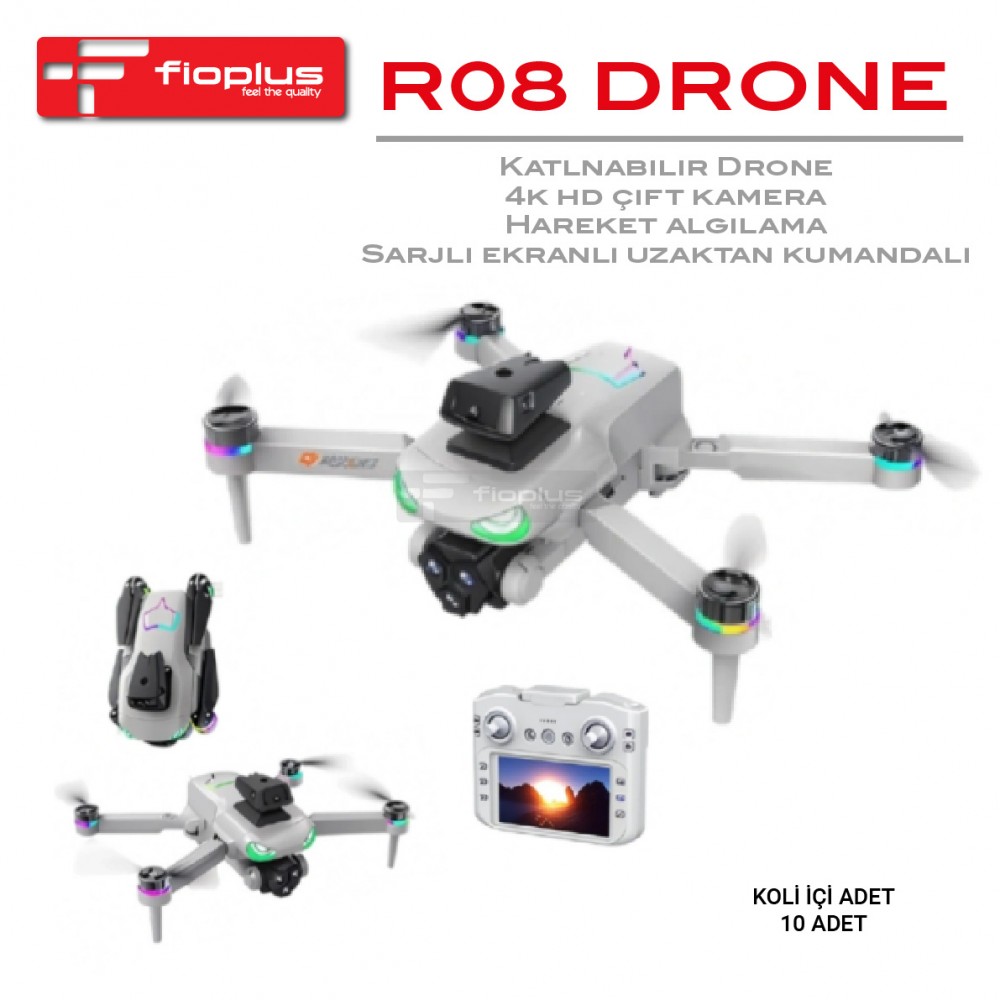 R08 Akıllı Drone - HD Kameralı, 4 Yönlü Engel Sakınma ve Ekranlı Kumanda R08 Akıllı Drone - HD Kameralı, 4 Yönlü Engel Sakınma ve Ekranlı Kumanda