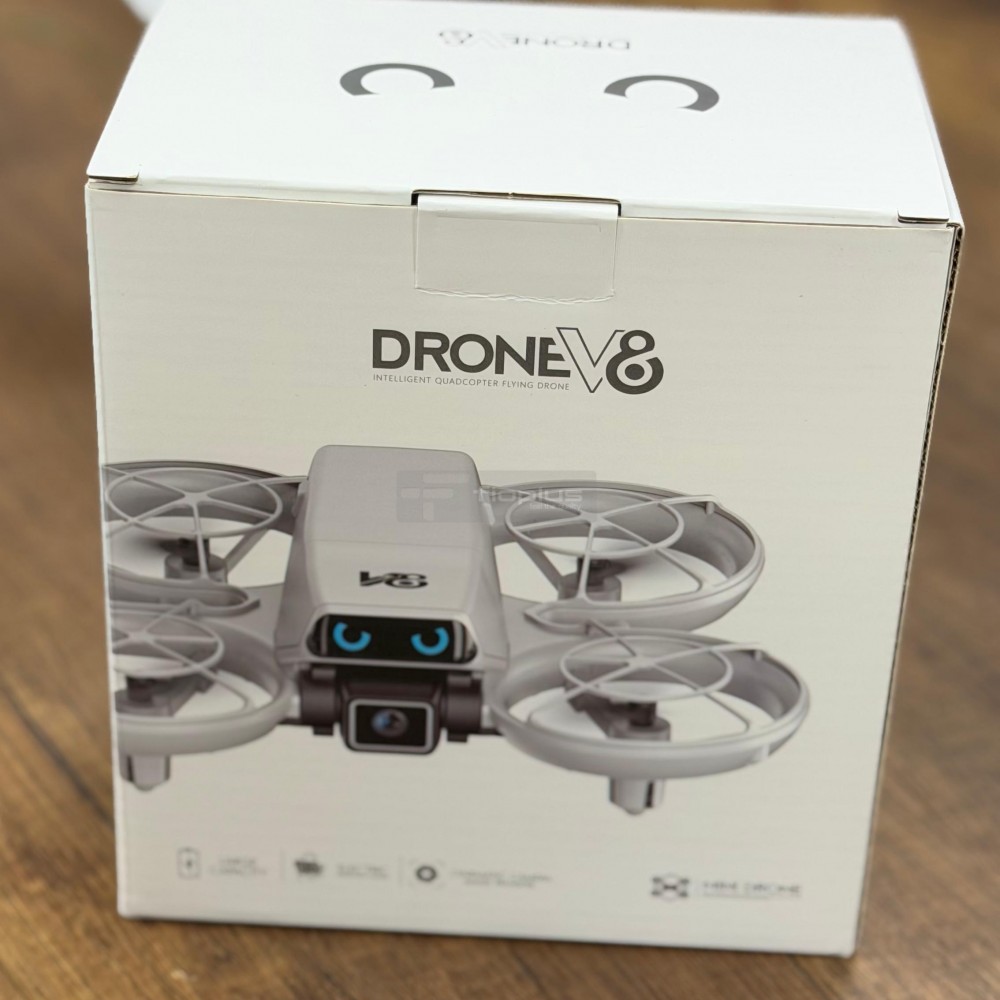 Fioplus FIO V8DRONE 4K HD Kameralı Katlanabilir Koruma Kafesli Akıllı Mini Drone