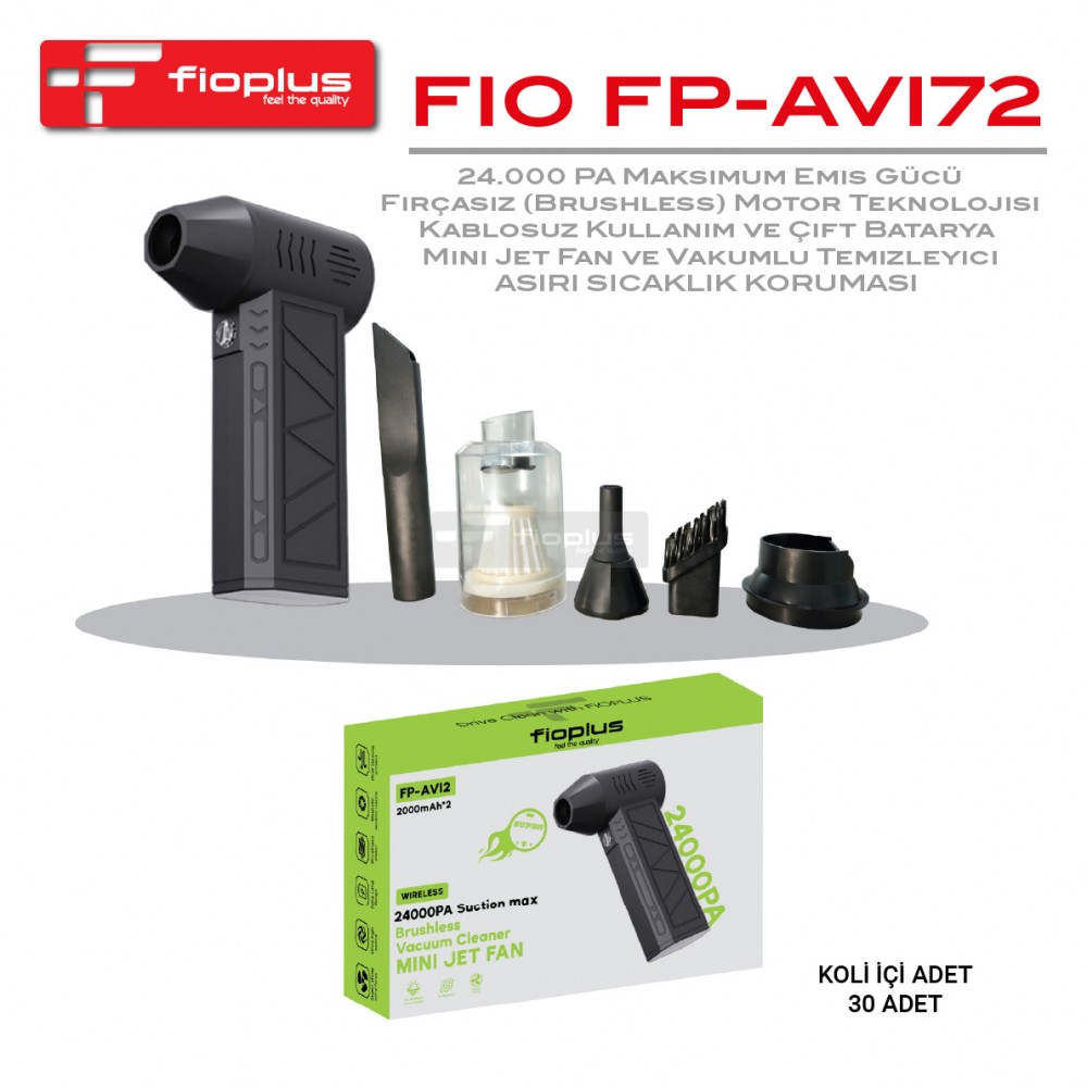 Fioplus FP-AV12 Ultra 24.000 Pa Şarjlı Taşınabilir Mini Jet Fan ve Süpürge - Brushless Motor Fioplus FP-AV12 Ultra 24.000 Pa Şarjlı Taşınabilir Mini Jet Fan ve Süpürge - Brushless Motor