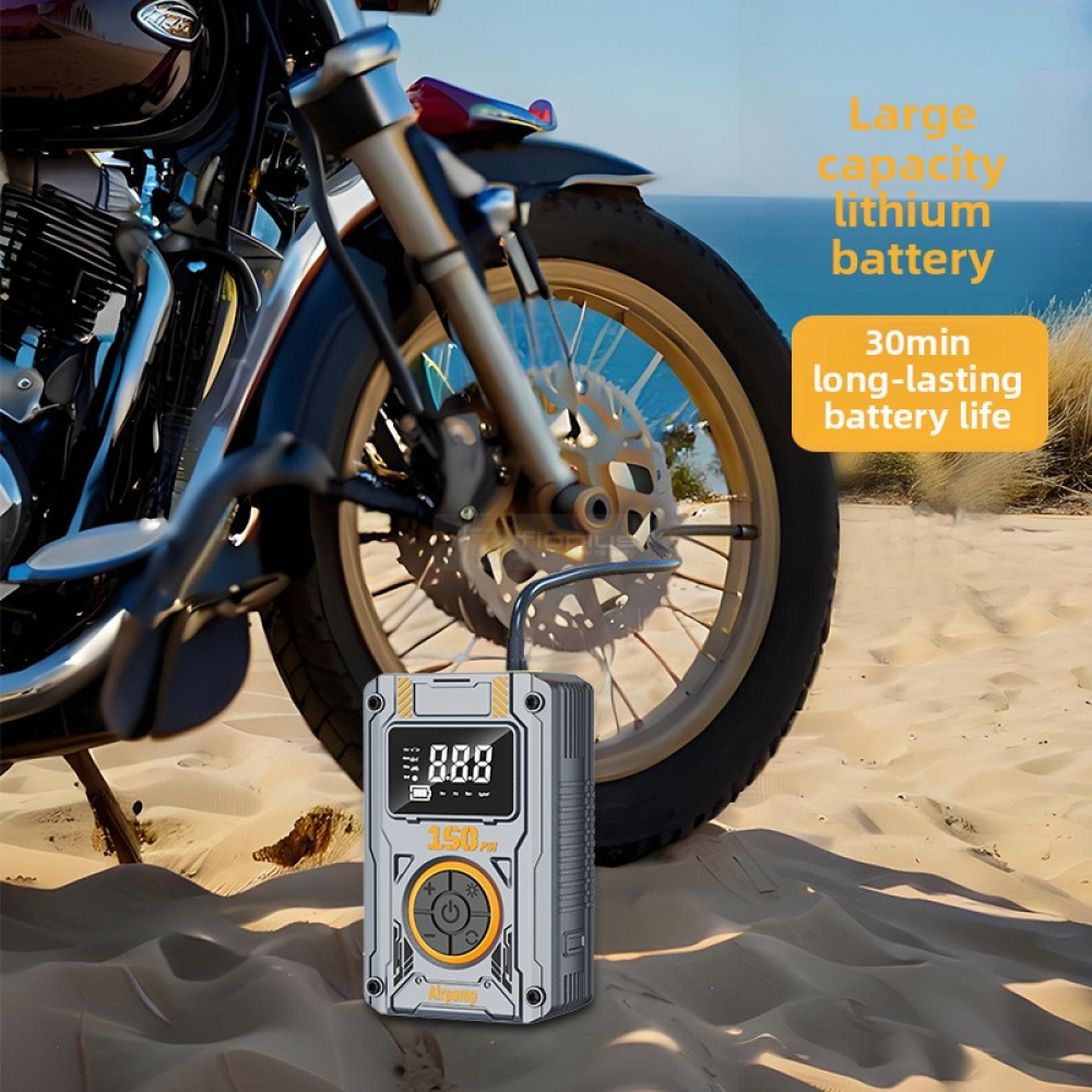 مضخة هواء لاسلكية مثبتة على السيارة من ABS بضغط 150 PSI + باور بانك | لشحن الإطارات الطارئة مضخة هواء لاسلكية مثبتة على السيارة من ABS بضغط 150 PSI + باور بانك | لشحن الإطارات الطارئة