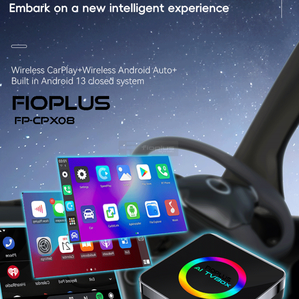Fioplus FP-CPX08 Android Auto ve CarPlay Destekli Fioplus FP-CPX08 Android 13 araç multimedya kutusu