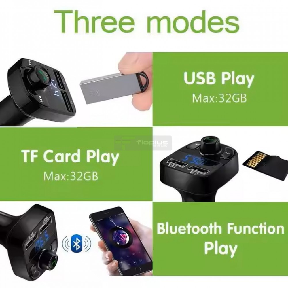Car X8 Araç Fm Transmitter Bluetooth Çakmaklık Girişli USB Sd Kart Araç Mp3 Müzik Çalar Oto Teyp