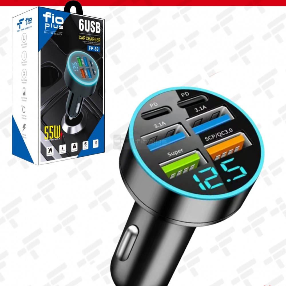 FIOPLUS FP-89 ARAÇ ŞARJ BAŞLIĞI 55W 2xPD+4XUSB ÇIKIŞ / FIOPLUS FP-89 CAR CHARGER HEAD 55W 2xPD+4XUSB OUTPUT / FIOPLUS FP-89 ARAÇ ŞARJ BAŞLIĞI 55W 2xPD+4XUSB ÇIKIŞ / FIOPLUS FP-89 CAR CHARGER HEAD 55W 2xPD+4XUSB OUTPUT /