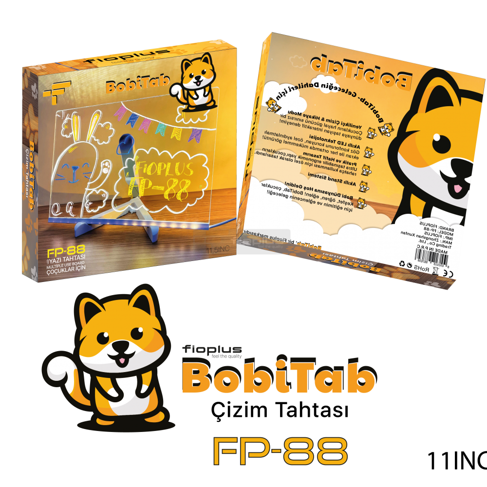 Fioplus Bobitab P-88 – LED Işıklı Akrilik Çizim Tableti Fioplus Bobitab P-88 LED Çizim Tableti – Neon Yazı Panosu
