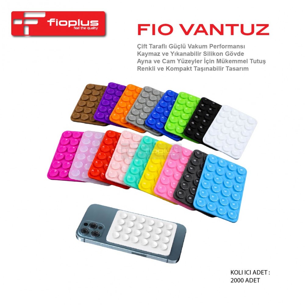 Fioplus FIO Çift Taraflı Güçlü Vakumlu Yıkanabilir Silikon Kaymaz Kompakt Taşınabilir Vantuz Telefon Tutucu