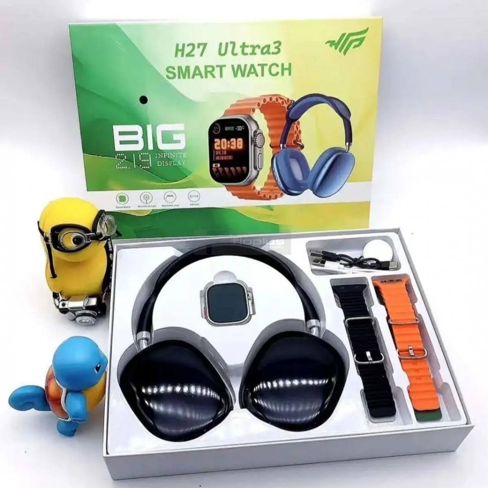 H27 Ultra 3 Akıllı Saat 2,19 Ekran Nfc Gps, Bluetooth Kulaklık ve 4 Kordon Hediyeli Kombinasyon Set H27 Ultra 3 Akıllı Saat 2,19 Ekran Nfc Gps, Bluetooth Kulaklık ve 4 Kordon Hediyeli Kombinasyon Set