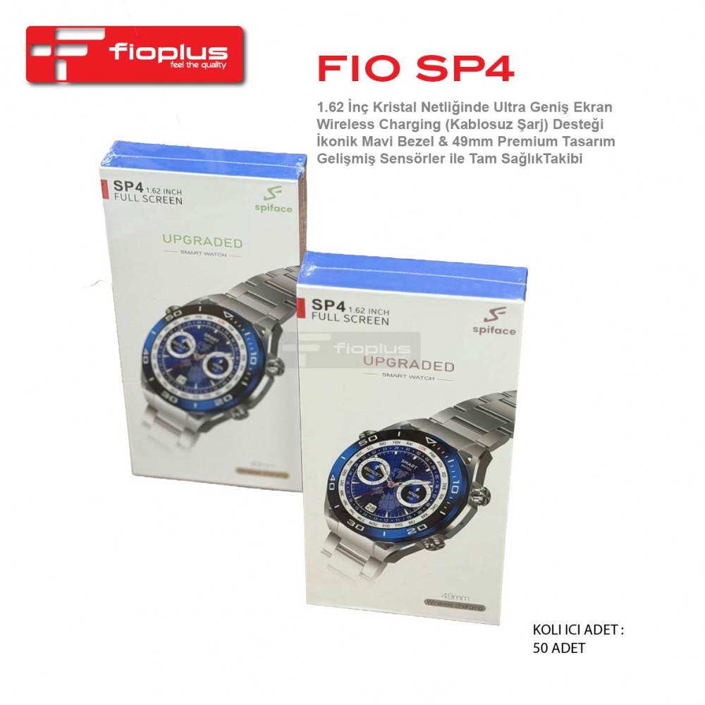 Fioplus FIO SP4 1.62 İnç Kristal Ekran Kablosuz Şarj Destekli Premium Akıllı Saat Fioplus FIO SP4 1.62 İnç Kristal Ekran Kablosuz Şarj Destekli Premium Akıllı Saat