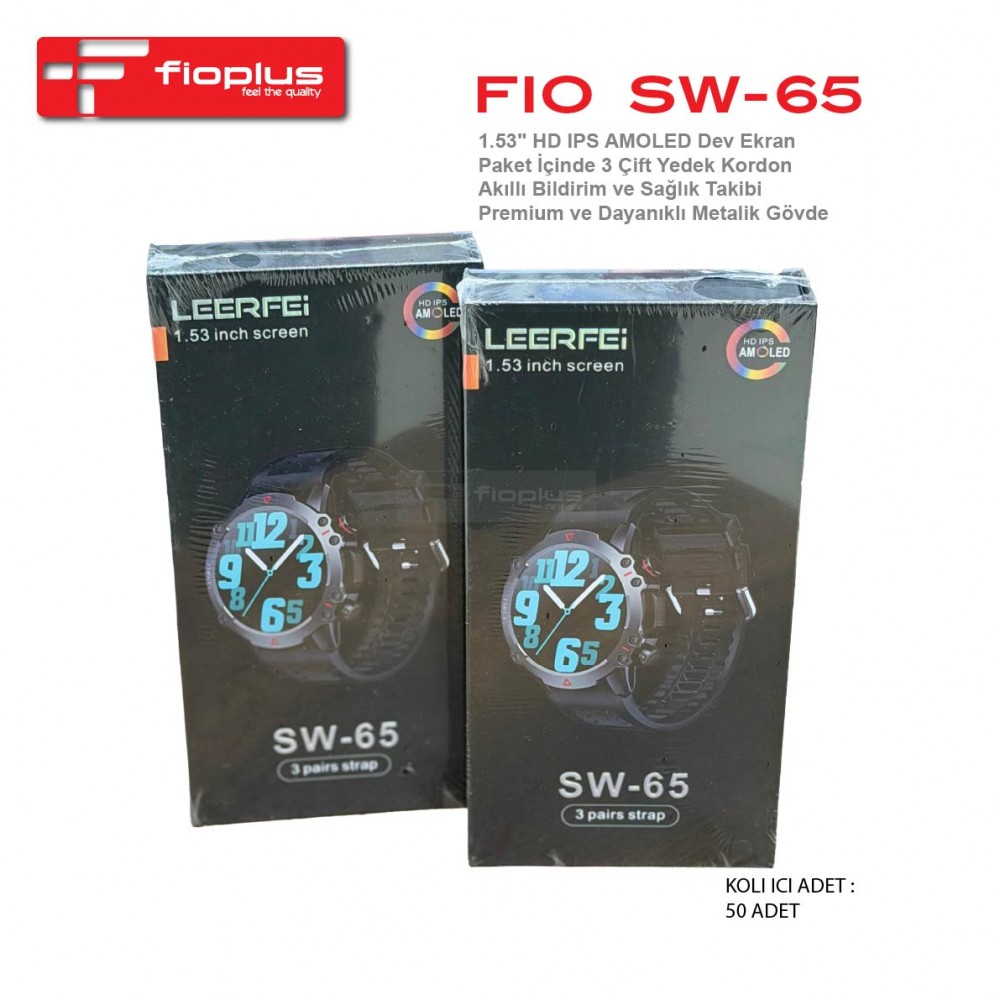 Fioplus FIO SW-65 1.53" HD IPS AMOLED Dev Ekranlı 3 Kordonlu Premium Spor Akıllı Saat Fioplus FIO SW-65 1.53" HD IPS AMOLED Dev Ekranlı 3 Kordonlu Premium Spor Akıllı Saat