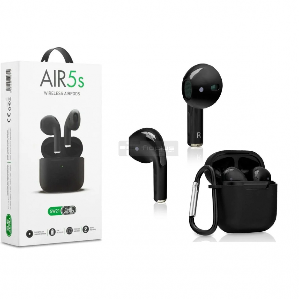 سماعة بلوتوث سوب زيرو SW21 AIR5s سوداء مع حافظة