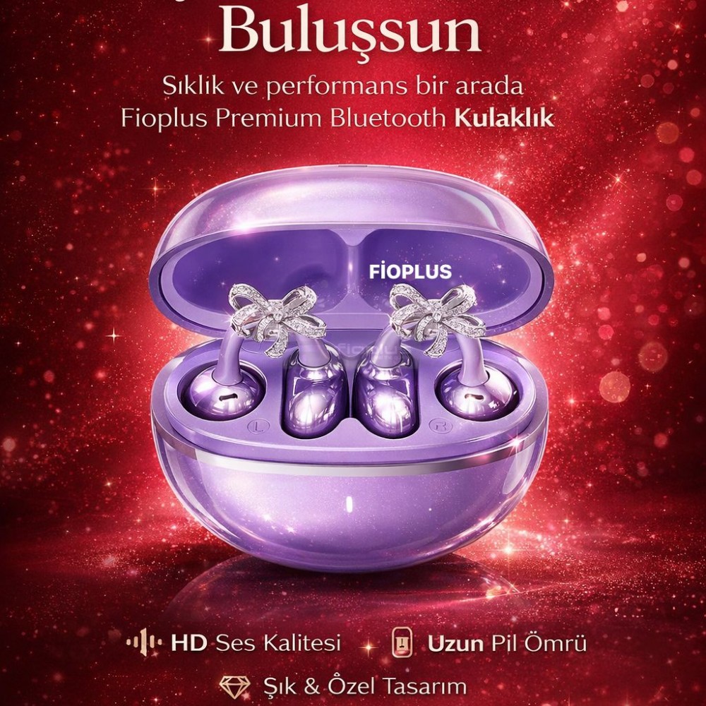 Fioplus FIO Y01 Şık Tasarımlı TWS Açık Kulaklık Fioplus FIO Y01 Kristal Taşlı Ear-Clip Açık Bluetooth Kulaklık