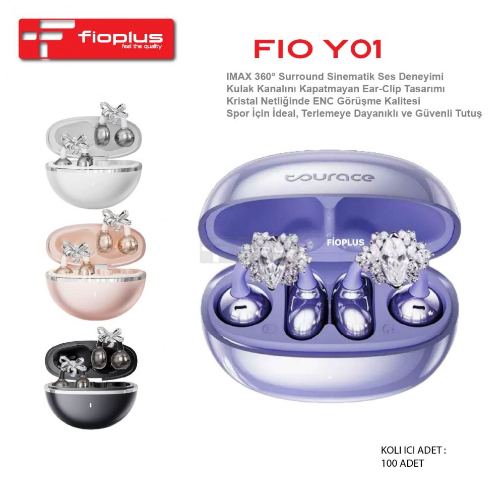 Fioplus FIO Y01 IMAX 360° Surround Şık Taşlı Ear-Clip Açık Bluetooth Kulaklık Fioplus FIO Y01 IMAX 360° Surround Şık Taşlı Ear-Clip Açık Bluetooth Kulaklık
