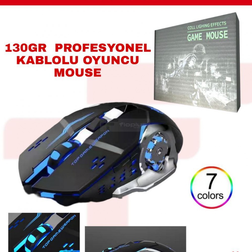 ماوس الألعاب السلكي المدمج الاحترافي Fioplus FP-T2 مع ضوء RGB وصمت
