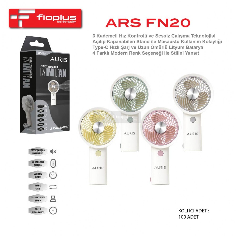 Fioplus FIO FN20 3 Kademeli Hız Kontrollü Açılıp Kapanabilen Standlı Şarj Edilebilir Taşınabilir Mini Fan Fioplus FIO FN20 3 Kademeli Hız Kontrollü Açılıp Kapanabilen Standlı Şarj Edilebilir Taşınabilir Mini Fan