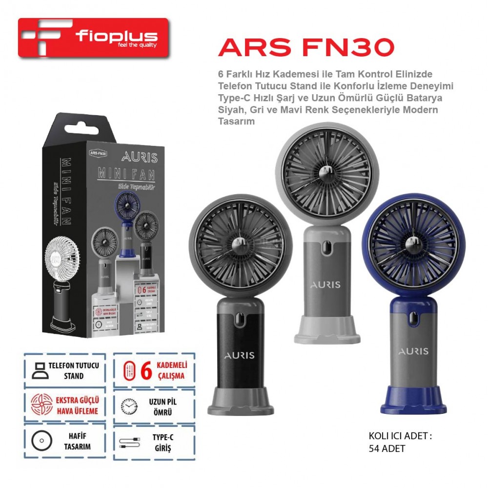 Fioplus FIO FN30 6 Kademeli Ekstra Güçlü Hava Üflemeli Telefon Tutucu Standlı Şarj Edilebilir Taşınabilir Mini Fan Fioplus FIO FN30 6 Kademeli Ekstra Güçlü Hava Üflemeli Telefon Tutucu Standlı Şarj Edilebilir Taşınabilir Mini Fan