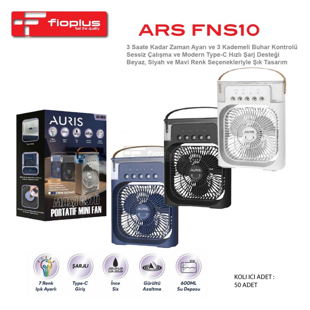 Fioplus FIO FNS10 3 Kademeli Buharlı Nemlendiricili Zaman Ayarlı Şarj Edilebilir Masaüstü Portatif Vantilatör Fioplus FIO FNS10 3 Kademeli Buharlı Nemlendiricili Zaman Ayarlı Şarj Edilebilir Masaüstü Portatif Vantilatör