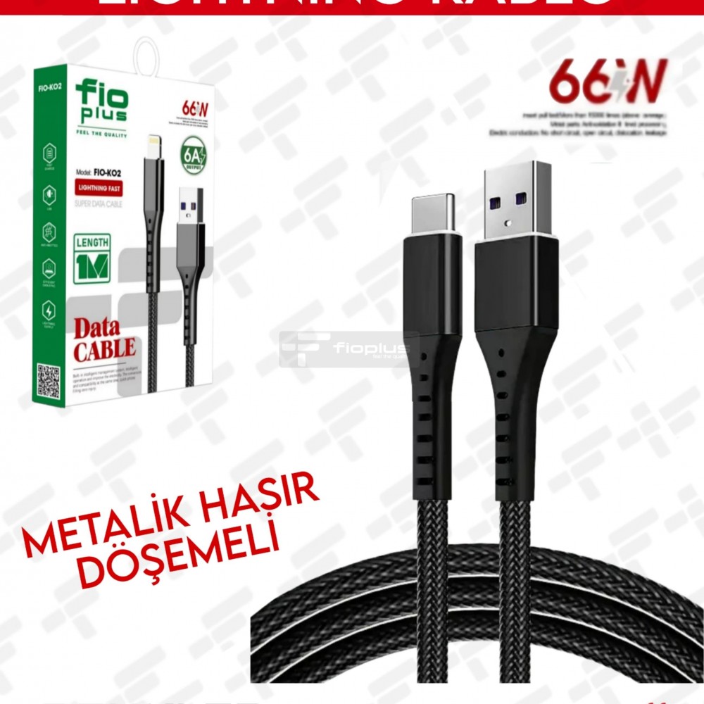 كابل FIOPLUS FIO-K02 USB إلى Lightning بقوة 66 واط، أرضيات من الخيزران المعدني كابل FIOPLUS FIO-K02 USB إلى Lightning بقوة 66 واط، أرضيات من الخيزران المعدني