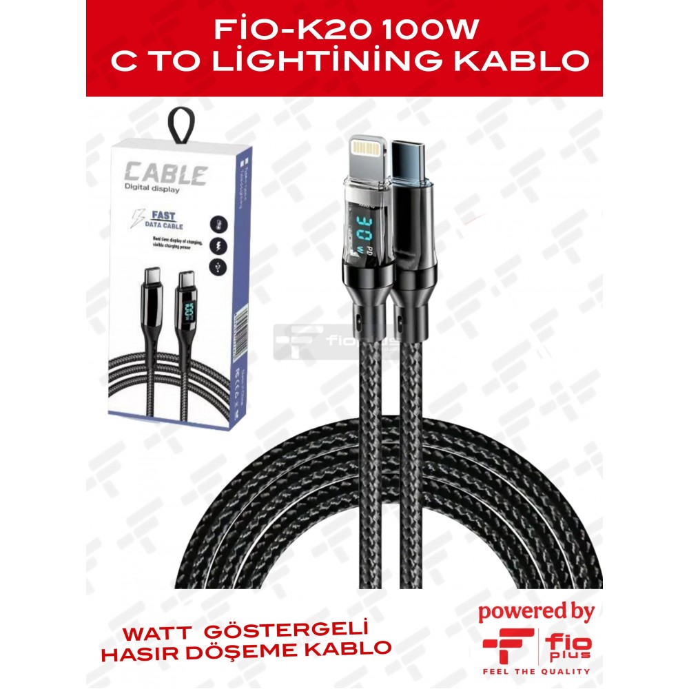 FIOPLUS K-20 100W C TO LIGHTNING GÖSTERGELİ KABLO / FIOPLUS K-20 100W C TO LIGHTNING INDICATOR CABLE FIOPLUS K-20 100W C TO LIGHTNING GÖSTERGELİ KABLO / FIOPLUS K-20 100W C TO LIGHTNING INDICATOR CABLE
