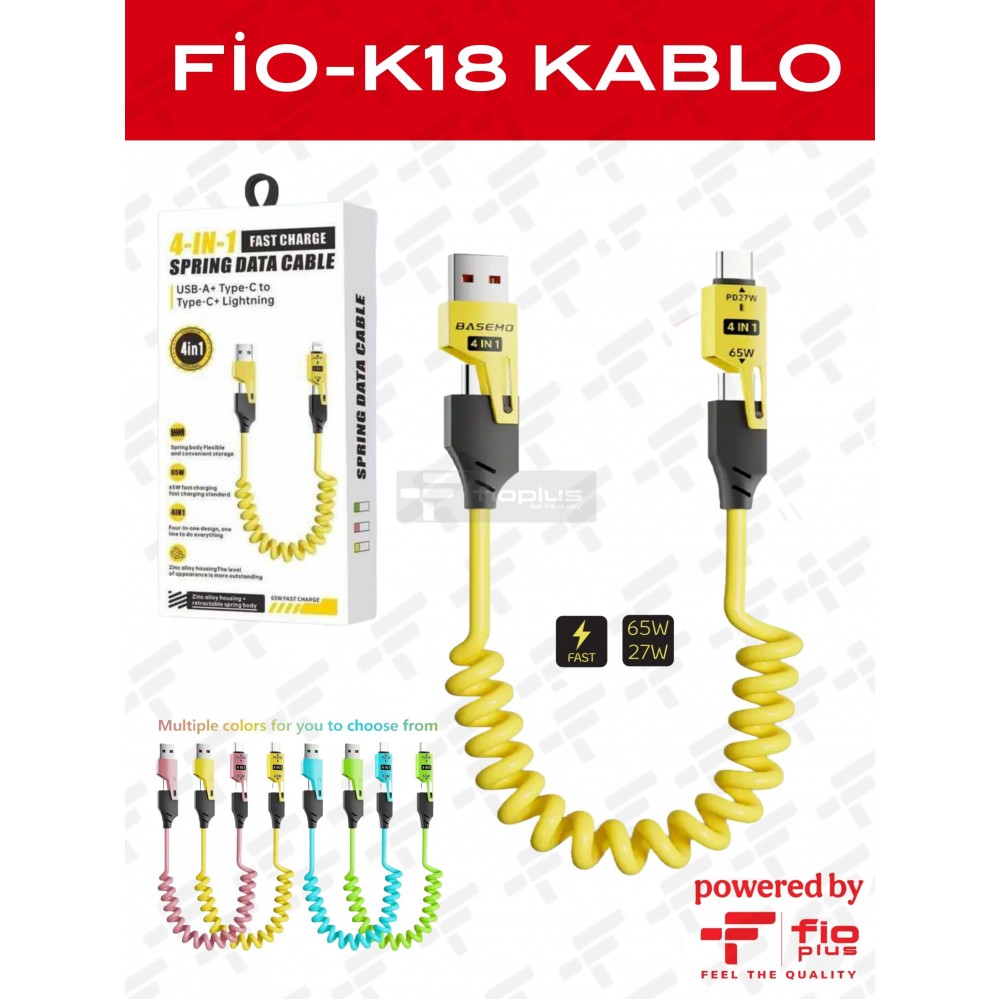 FIO-K18 4 IN 1 KABLO / SUPER FAST CABLE / HIZLI ŞARJ / 65W FIO-K18 4 IN 1 KABLO / SUPER FAST CABLE / HIZLI ŞARJ / 65W