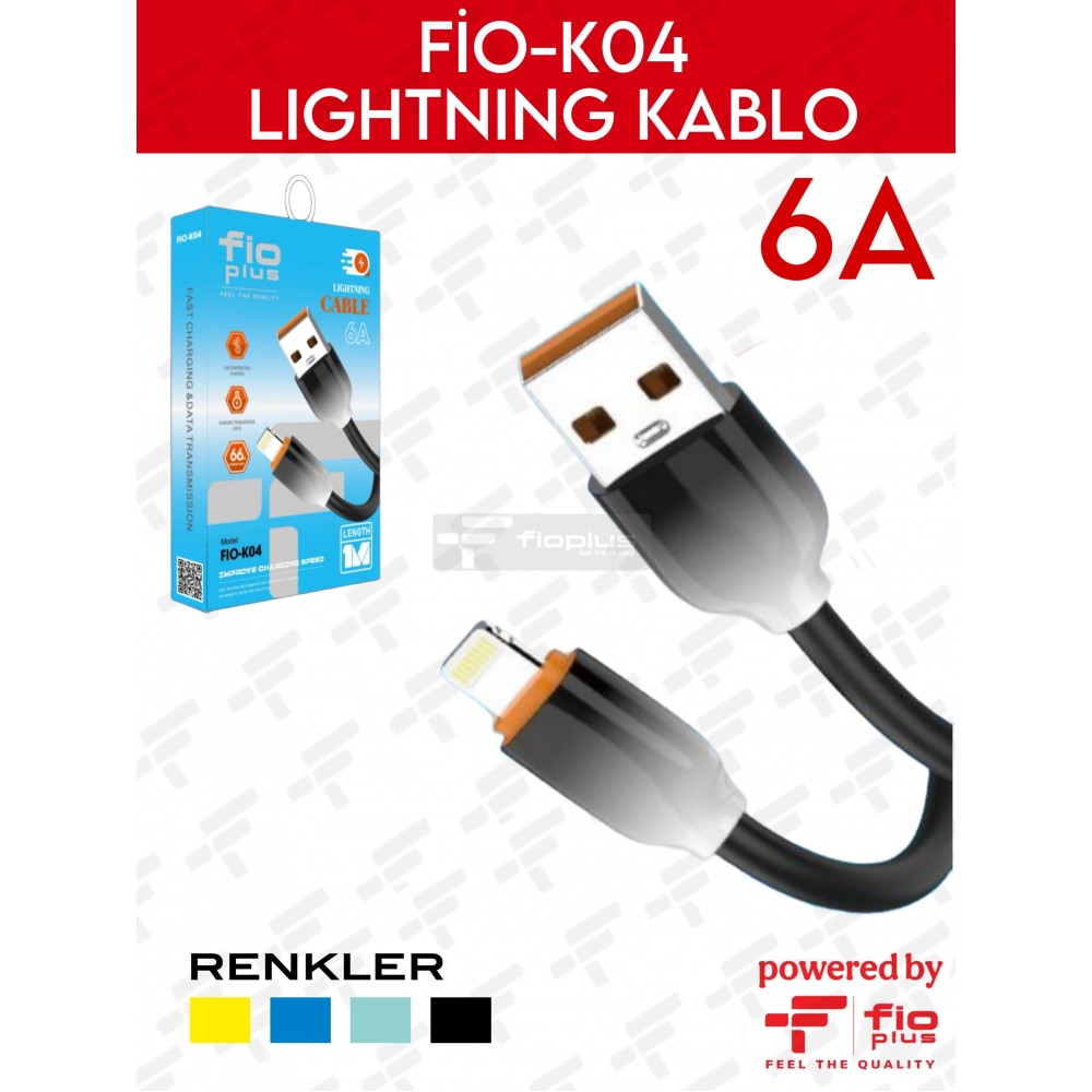 FIOPLUS FIO-K04 66W 6A KABLO USB TO LIGHTNING FIOPLUS FIO-K04 66W 6A KABLO USB TO LIGHTNING