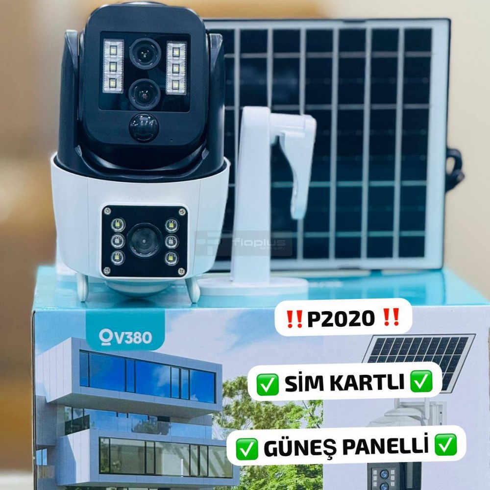 P2020 -P2018 3 Lensli Sim Kartlı Güvenlik Kamerası (1 Güneş Paneli Destekli)