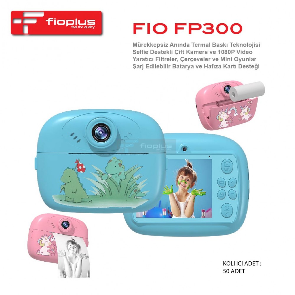 Fioplus FIO FP300 Akıllı Dijital Ekranlı Anında Çap (Instant Print) Çocuk Fotoğraf Makinesi Fioplus FIO FP300 Akıllı Dijital Ekranlı Anında Çap (Instant Print) Çocuk Fotoğraf Makinesi