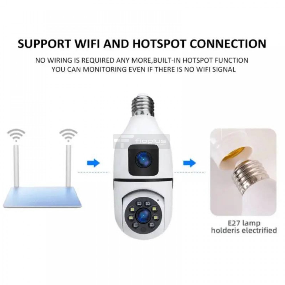 Gece Görüşlü Çift Kameralı 4K Ultra HD Ampül Kamera Kablosuz Panoramik Ev Güvenlik Kamerası 4MP Gece Görüşlü Çift Kameralı 4K Ultra HD Ampül Kamera Kablosuz Panoramik Ev Güvenlik Kamerası 4MP