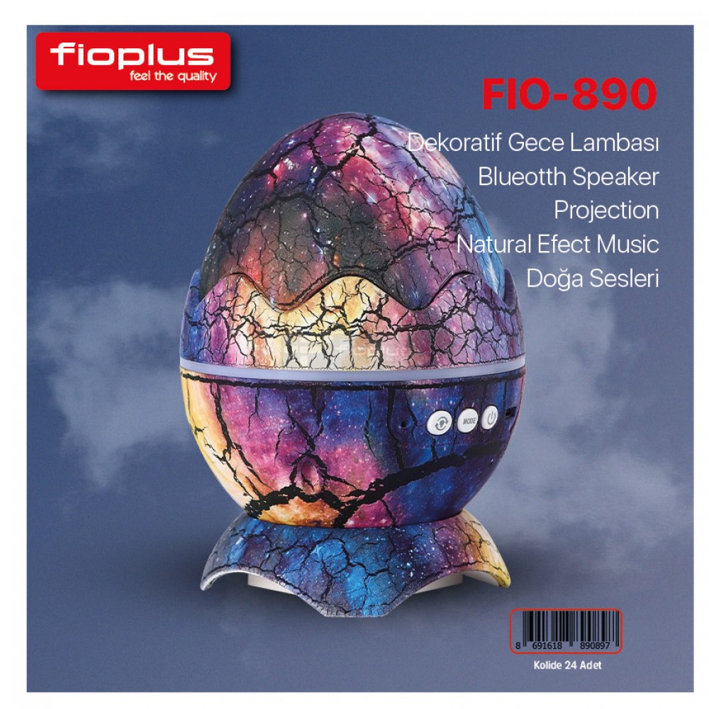FIOPLUS FIO-890 Projeksiyonlu Bluetooth Gece Lambası FIOPLUS FIO-890 Dekoratif Gece Lambası RGB LED Bluetooth