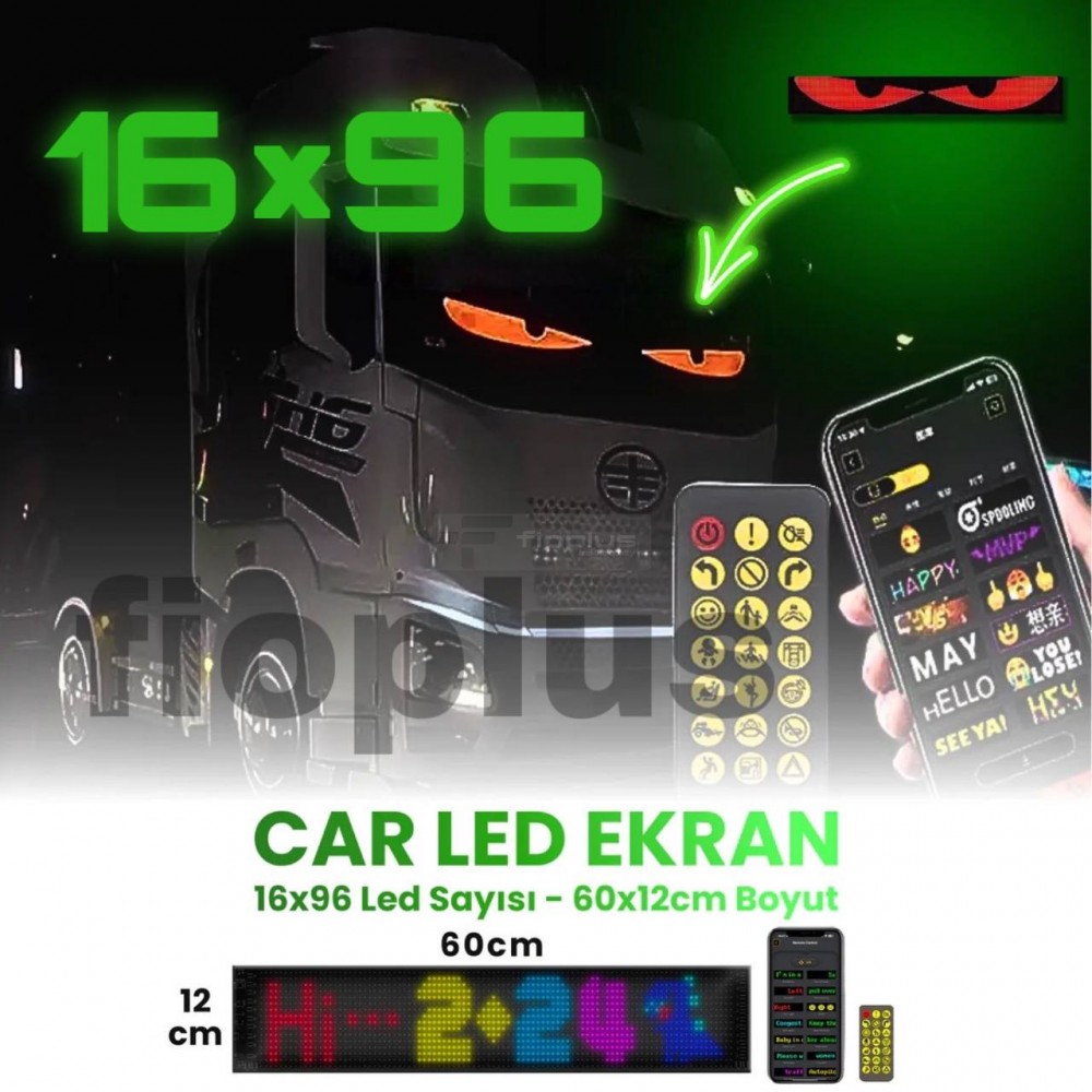Fioplus Fp-64 Matrix Car LED Ekran 16x96 Led (90x19cm) Fioplus Fp-64 Matrix Car LED Ekran 16x96 Led (90x19cm)