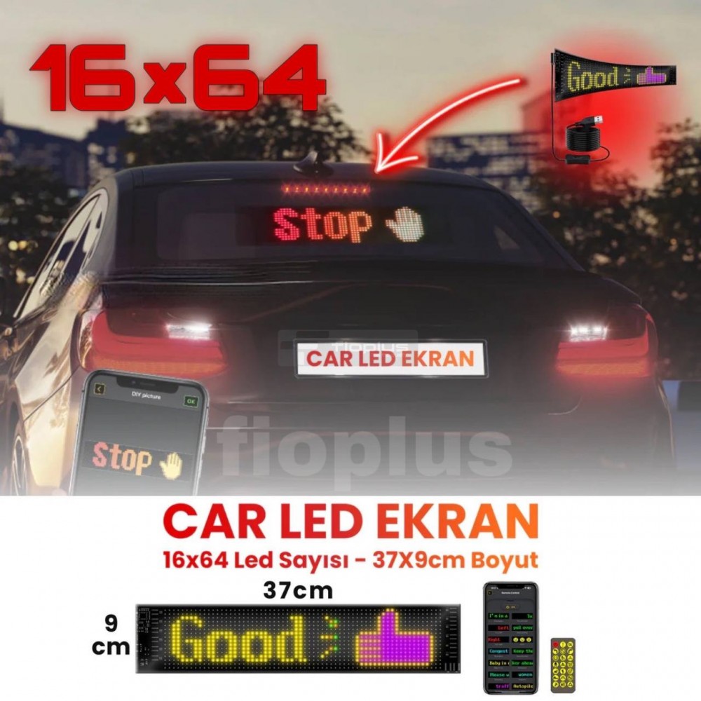Fioplus Fp-63 Matrix Car LED Ekran 16x96 Led (60x12cm) Fioplus Fp-63 Matrix Car LED Ekran 16x96 Led (60x12cm)