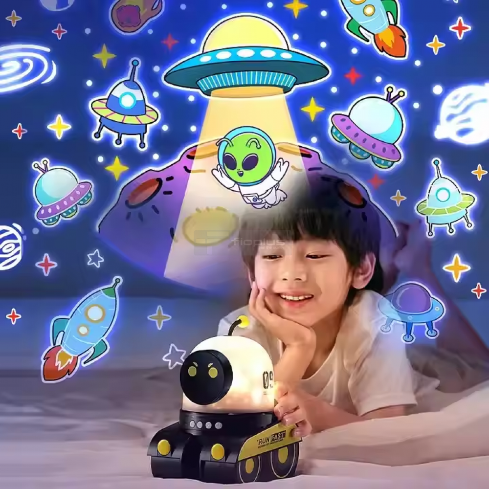 FiOPLUS LED Robot Hoparlör Projektör – Okyanus ve Denizanası Temalı Gece Lambası, Çocuklar için Hediye
