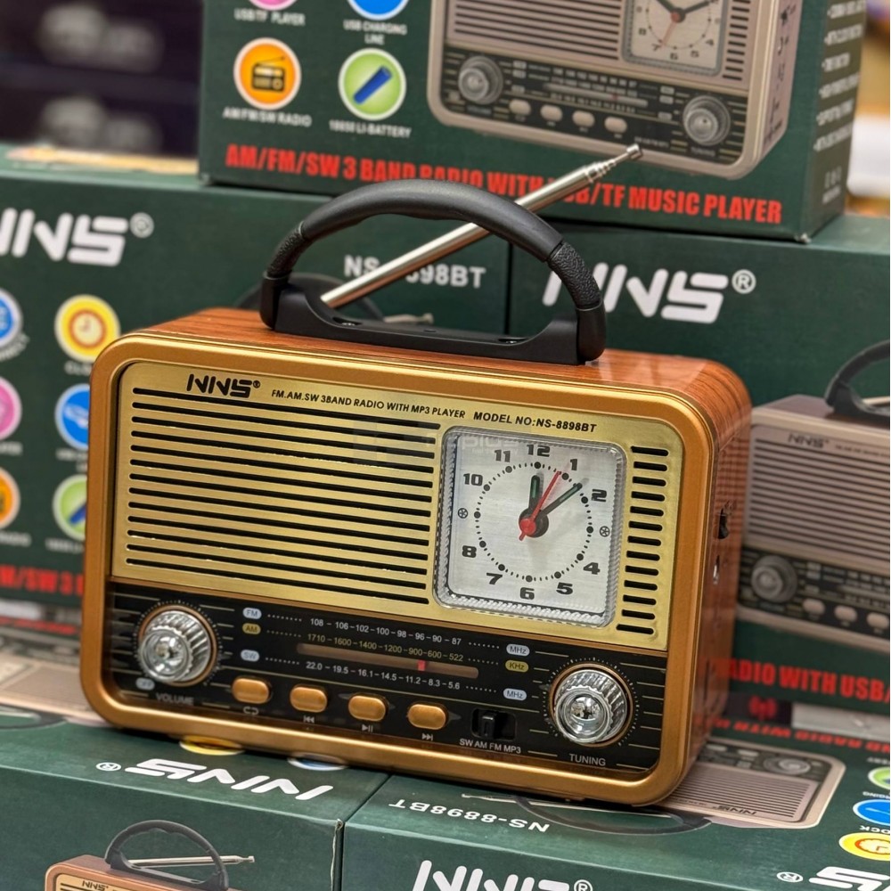 Fioplus NNS 8898 Toptan Nostaljik Bluetooth Hoparlör – Kablosuz, Taşınabilir, Şarjlı, Retro Tasarım, Yüksek Ses Kalitesi