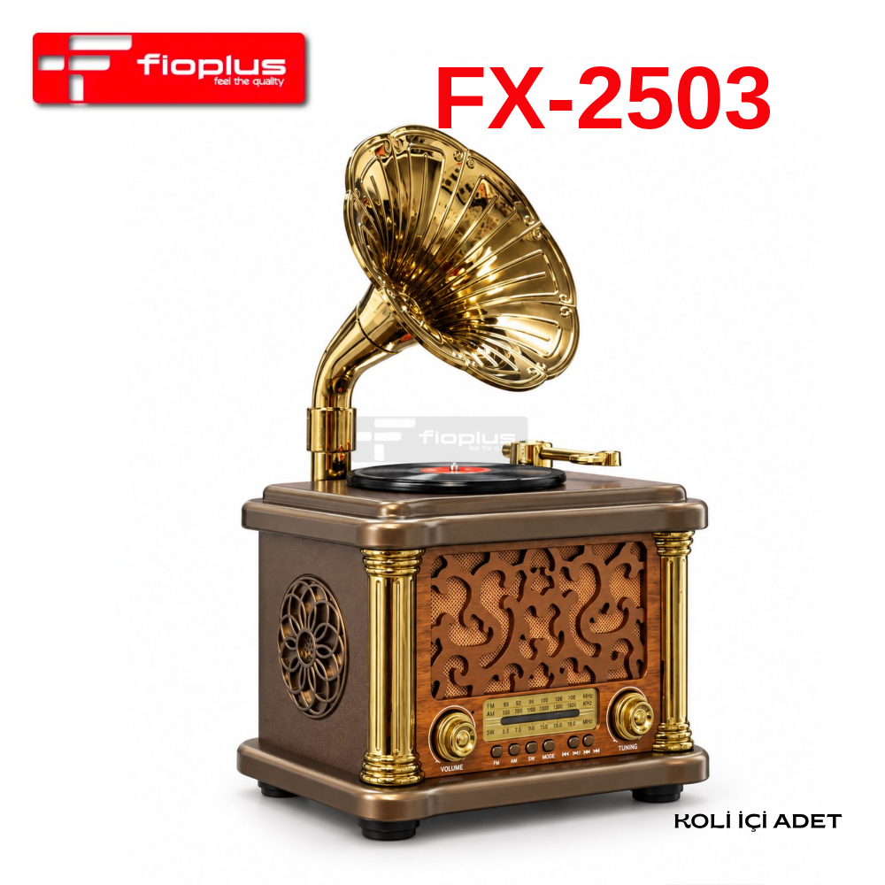 FİOPLUS FX-2503 Nostaljik Gramofon Tasarımlı Bluetooth Mutfak ve Ev Radyosu