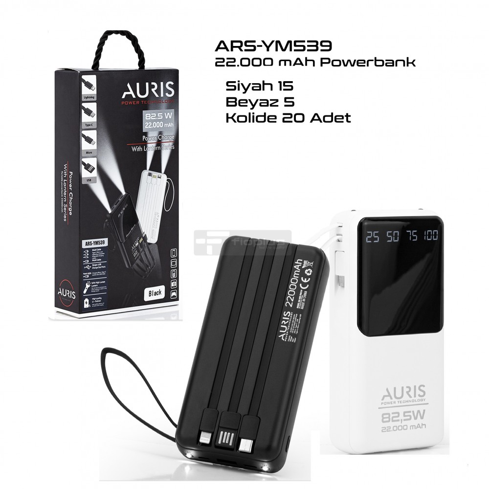 Auris Ym539 22.000 mAh Kendinden Kablolu Powerbank Auris Ym539 22.000 mAh Kendinden Kablolu Powerbank