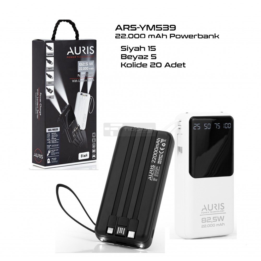 Auris Ym539 22.000 mAh Kendinden Kablolu Powerbank Auris Ym539 22.000 mAh Kendinden Kablolu Powerbank