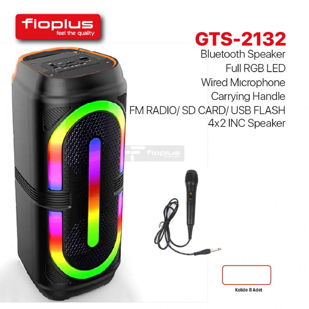 FIOPLUS GTS-2132 Bluetooth Speaker RGB LED Mikrofonlu FIOPLUS GTS-2132 Bluetooth Speaker RGB LED Mikrofonlu