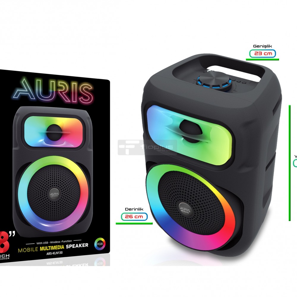 AURIS KLN130 8'' RGB LED TWS Mikrofonlu Bluetooth Hoparlör – Fioplus AURIS KLN130 8 inch RGB LED Mikrofonlu Bluetooth Hoparlör – Fioplus