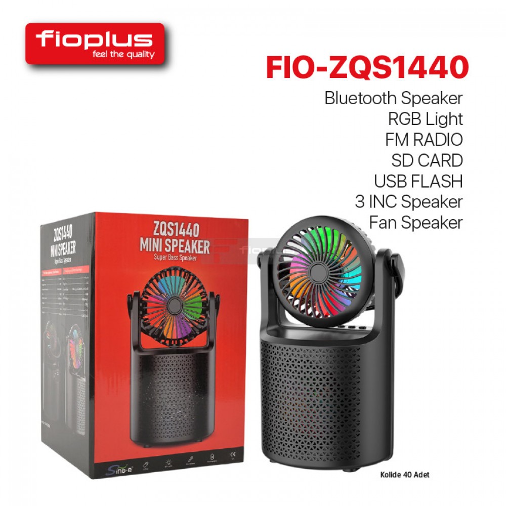 FIOPLUS ZQS1440 RGB LED Bluetooth Hoparlör & Taşınabilir Fan FIOPLUS ZQS1440 RGB LED Bluetooth Hoparlör & Taşınabilir Fan