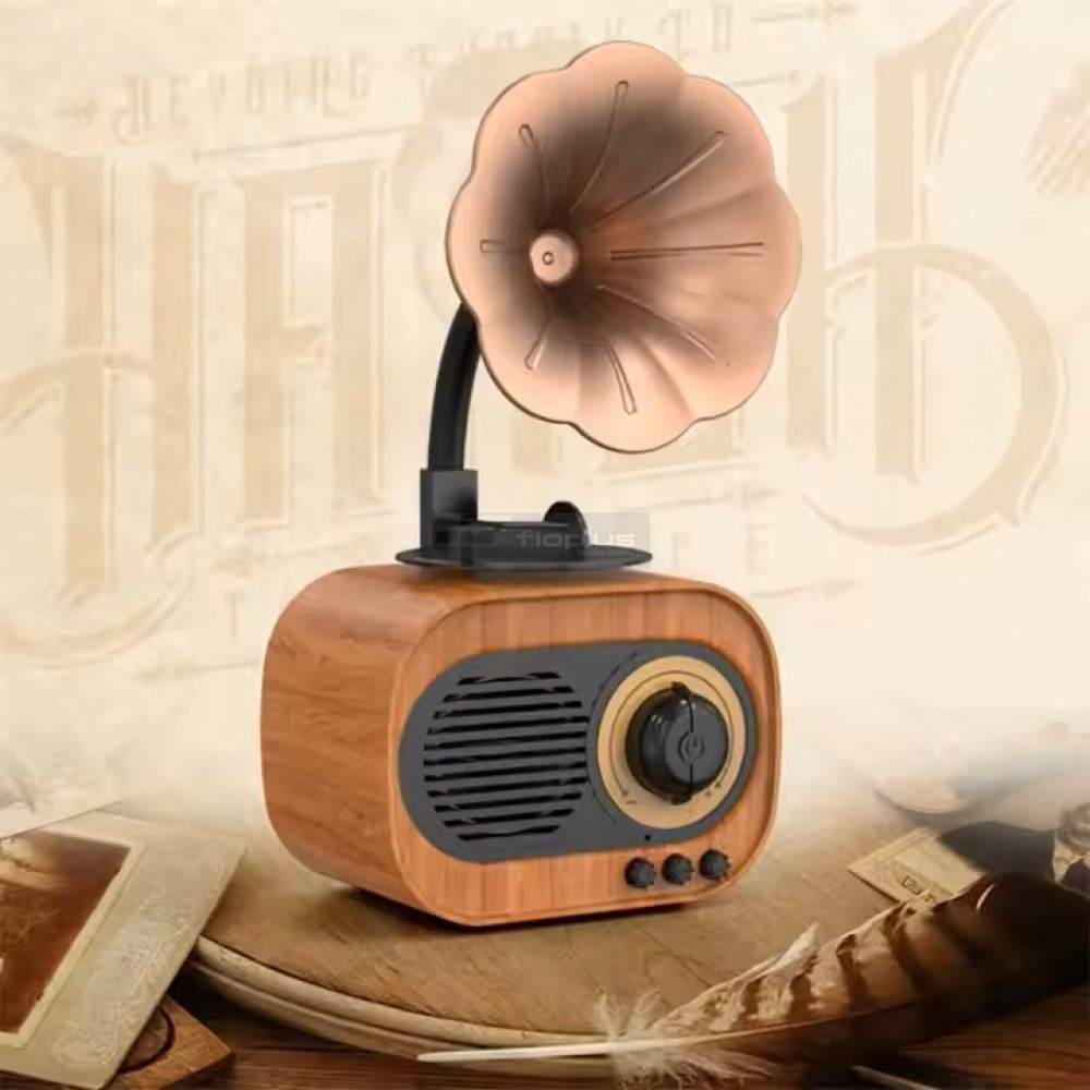 Fioplus B5 Ahşap Klasik Retro Gramofon Bluetooth Müzik Kutusu