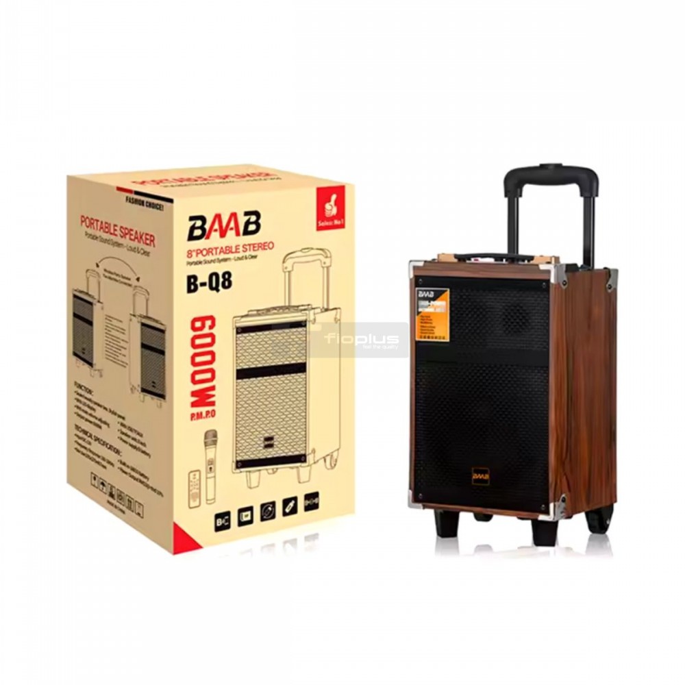 Baab B-Q8 Taşınabilir Ahşap Şarjlı Bluetooth Hoparlör 40 w Rms 8 inc Subwoofer Baab B-Q8 Taşınabilir Ahşap Şarjlı Bluetooth Hoparlör 40 w Rms 8 inc Subwoofer