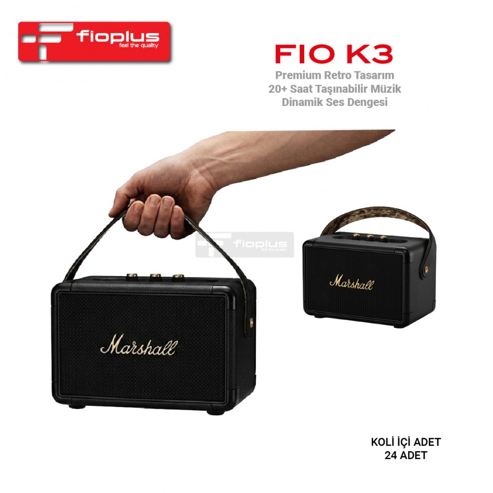 Fioplus FIO K3 Premium Retro Taşınabilir Bluetooth Hoparlör Fioplus FIO K3 Premium Retro Taşınabilir Bluetooth Hoparlör