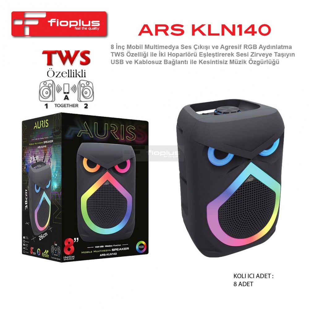Fioplus FIO KLN140 8 İnç TWS Özellikli Agresif RGB Aydınlatmalı Taşınabilir Multimedya Hoparlör Fioplus FIO KLN140 8 İnç TWS Özellikli Agresif RGB Aydınlatmalı Taşınabilir Multimedya Hoparlör