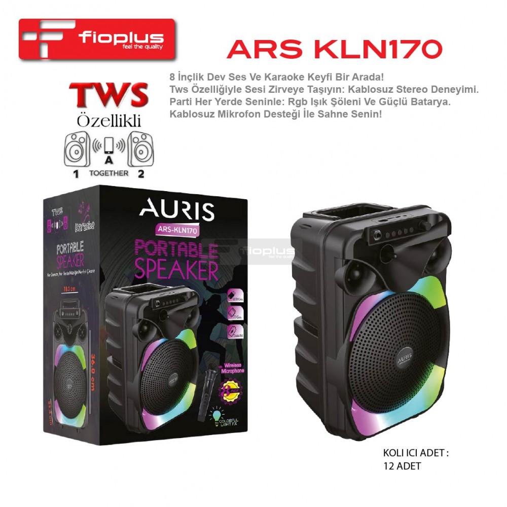 Fioplus FIO KLN170 8 İnç TWS Özellikli Kablosuz Mikrofon Destekli Taşınabilir Karaoke Hoparlör Fioplus FIO KLN170 8 İnç TWS Özellikli Kablosuz Mikrofon Destekli Taşınabilir Karaoke Hoparlör