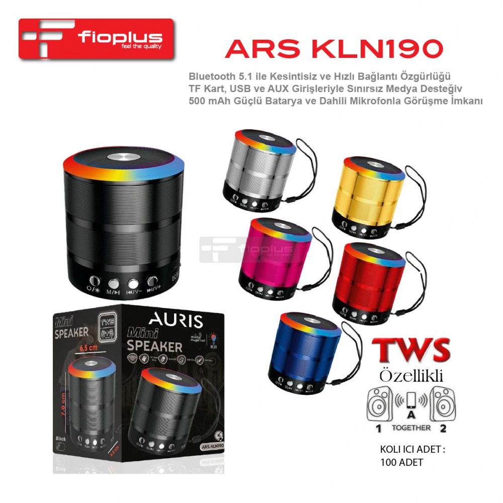 Fioplus FIO KLN190 Bluetooth 5.1 Girişli Dahili Mikrofonlu Taşınabilir Mini Hoparlör Fioplus FIO KLN190 Bluetooth 5.1 Girişli Dahili Mikrofonlu Taşınabilir Mini Hoparlör