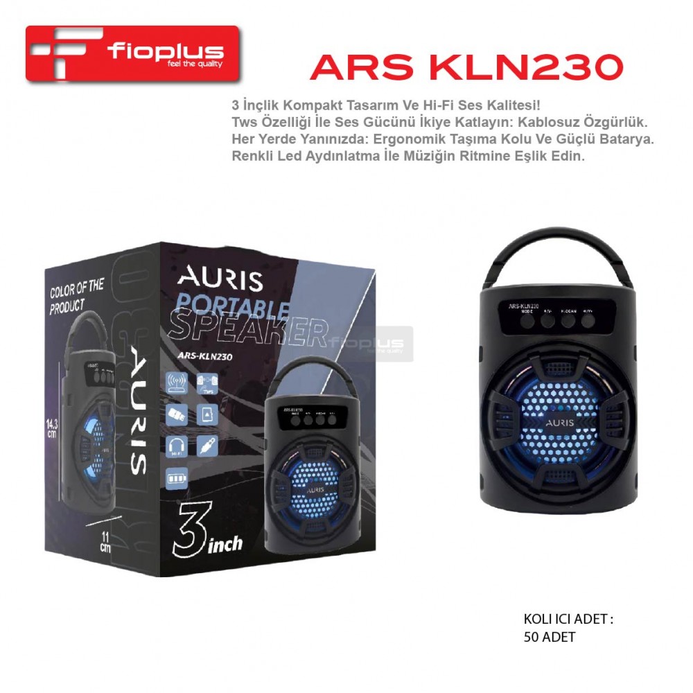 Fioplus FIO KLN230 3 İnç TWS Özellikli Hi-Fi Ses Kaliteli Renkli LED Aydınlatmalı Taşınabilir Hoparlör Fioplus FIO KLN230 3 İnç TWS Özellikli Hi-Fi Ses Kaliteli Renkli LED Aydınlatmalı Taşınabilir Hoparlör
